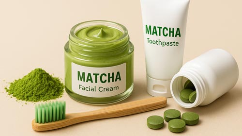 Matcha in Kosmetik, Zahnpasta und Nahrungsergänzungsmitteln
