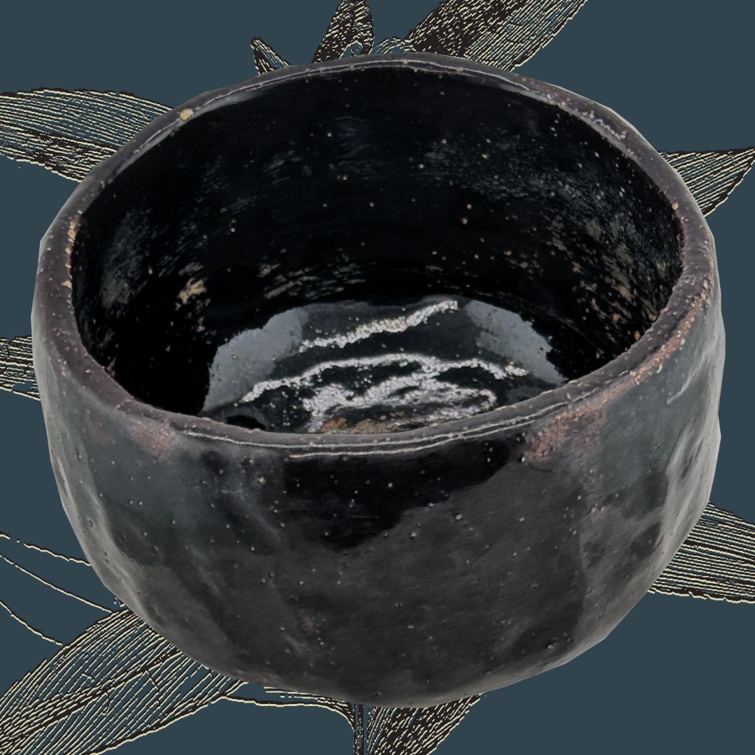 Schwarze Raku Matcha Schale – handgefertigte 黒楽茶碗 aus Japan