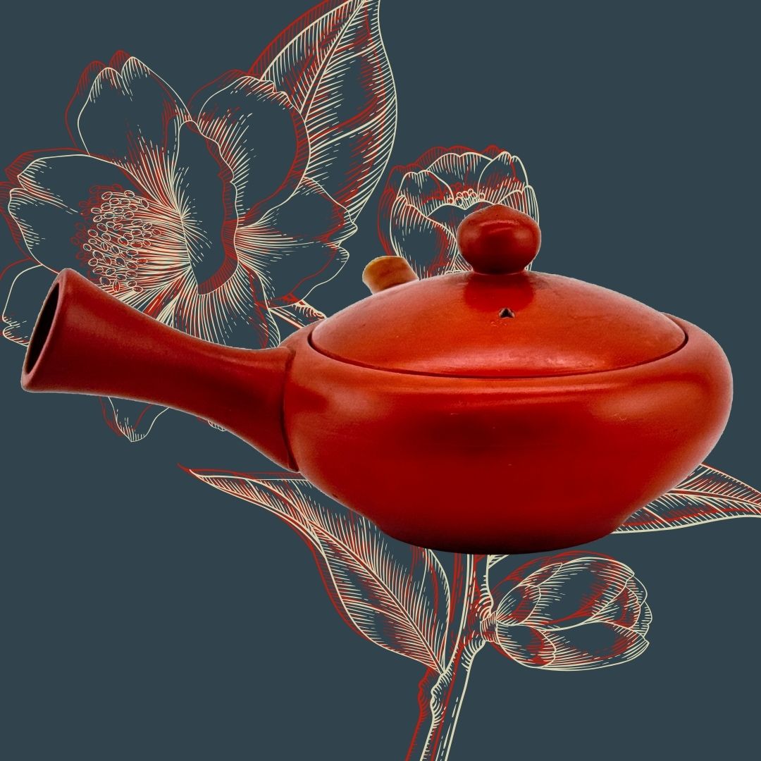 Japanische Shudei Kyūsu – signierte Seitengriff-Teekanne aus Rotton