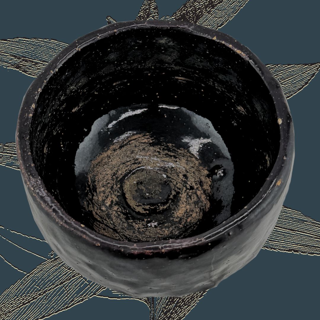 Schwarze Raku Matcha Schale – handgefertigte 黒楽茶碗 aus Japan
