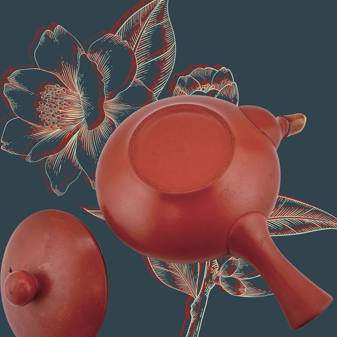 Japanische Shudei Kyūsu – signierte Seitengriff-Teekanne aus Rotton