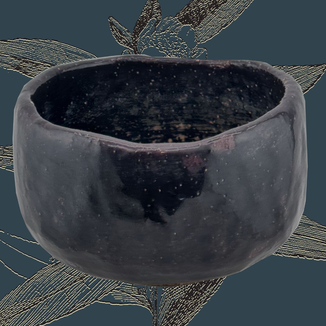 Schwarze Raku Matcha Schale – handgefertigte 黒楽茶碗 aus Japan