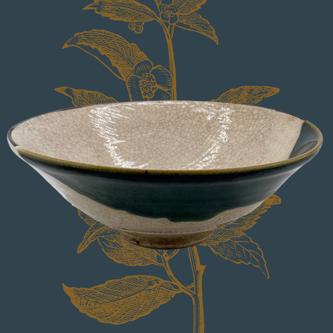 Ao-Oribe Teeschale 美濃焼 – handgefertigte Matcha Schale aus Japan