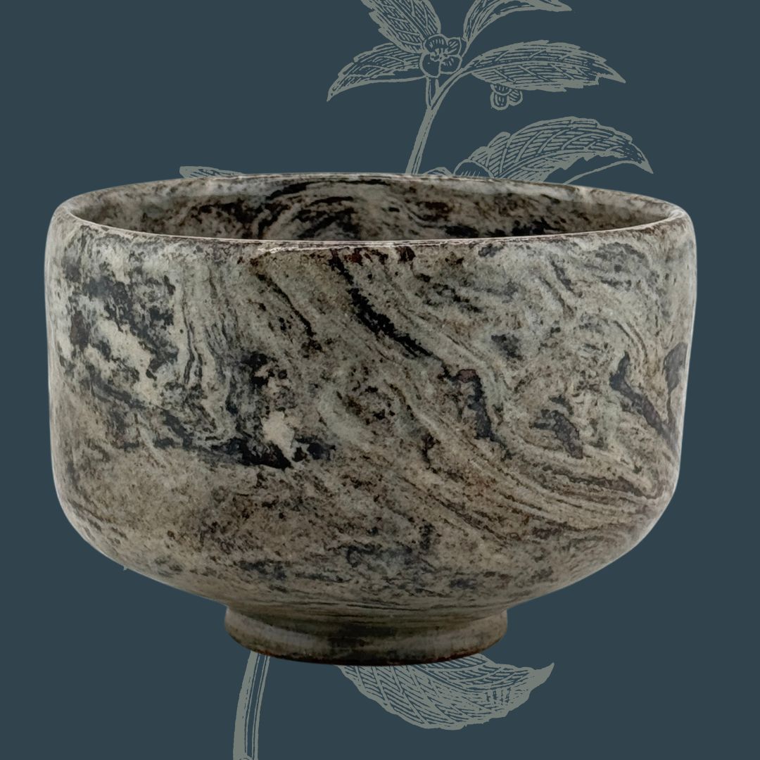Japanische Neriage Chawan – Marmorierte Matcha-Schale Handarbeit