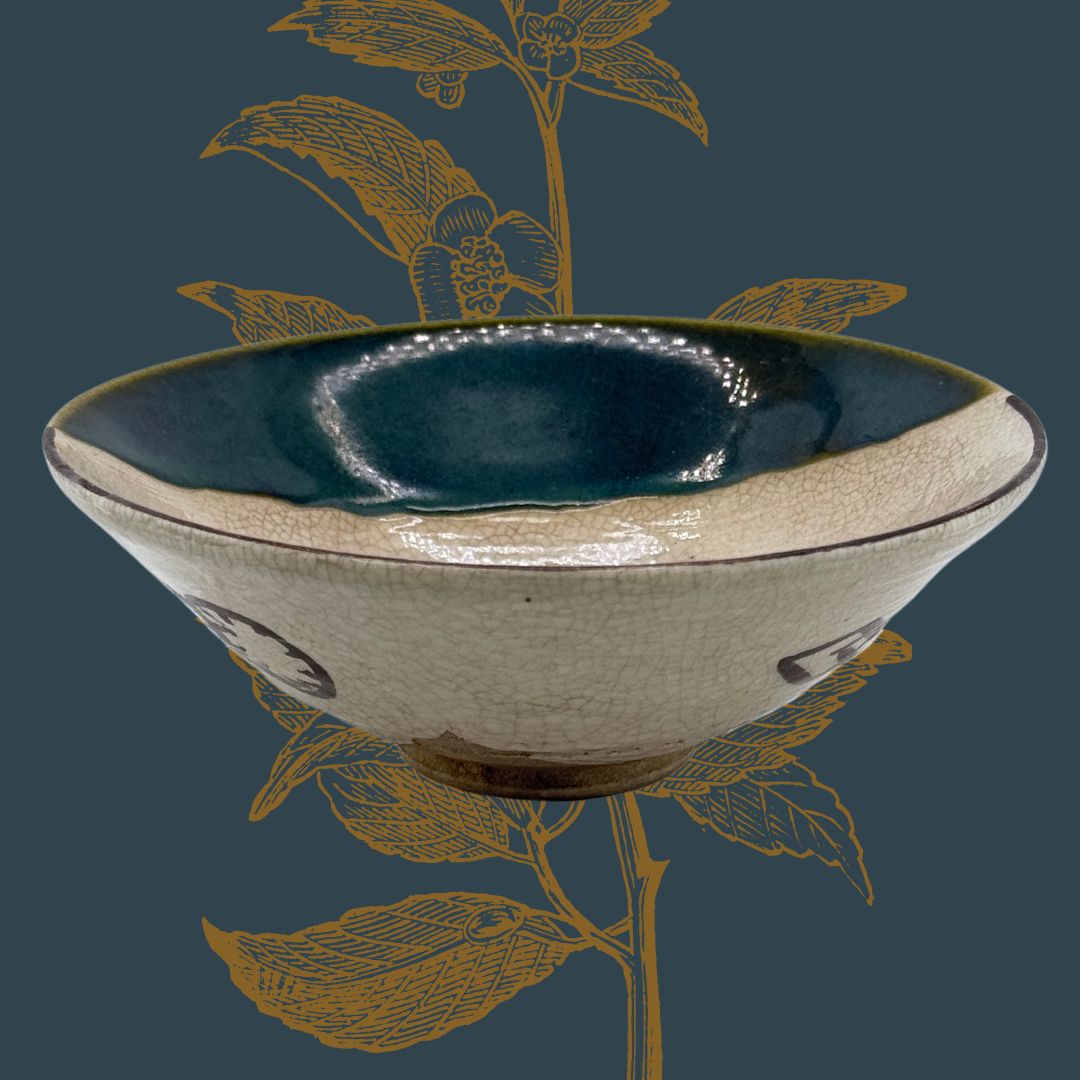 Ao-Oribe Teeschale 美濃焼 – handgefertigte Matcha Schale aus Japan