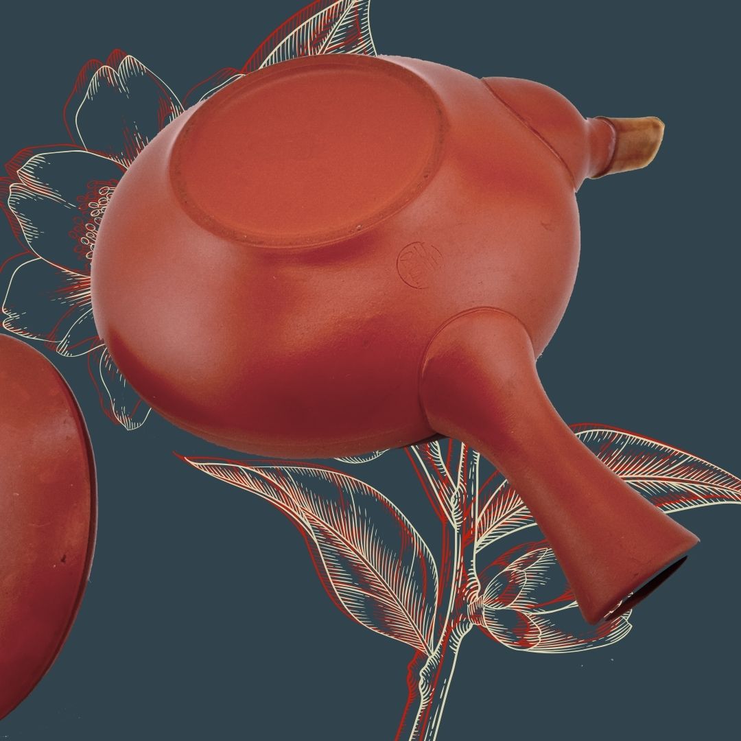 Japanische Shudei Kyūsu – signierte Seitengriff-Teekanne aus Rotton