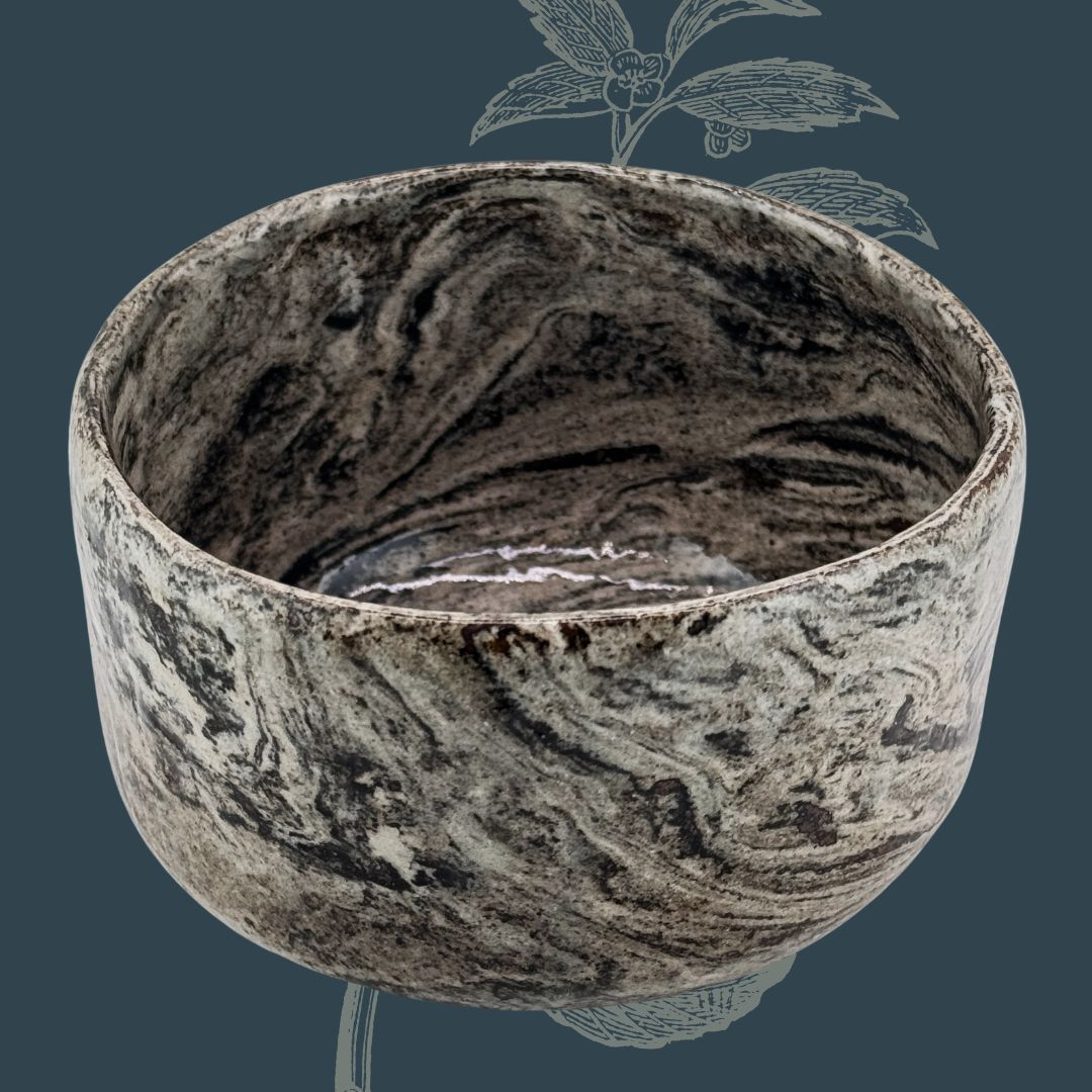 Japanische Neriage Chawan – Marmorierte Matcha-Schale Handarbeit