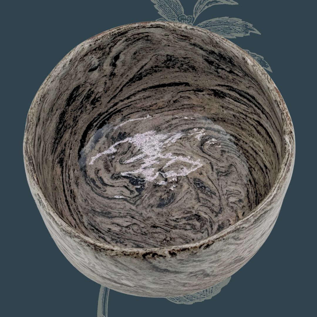 Japanische Neriage Chawan – Marmorierte Matcha-Schale Handarbeit