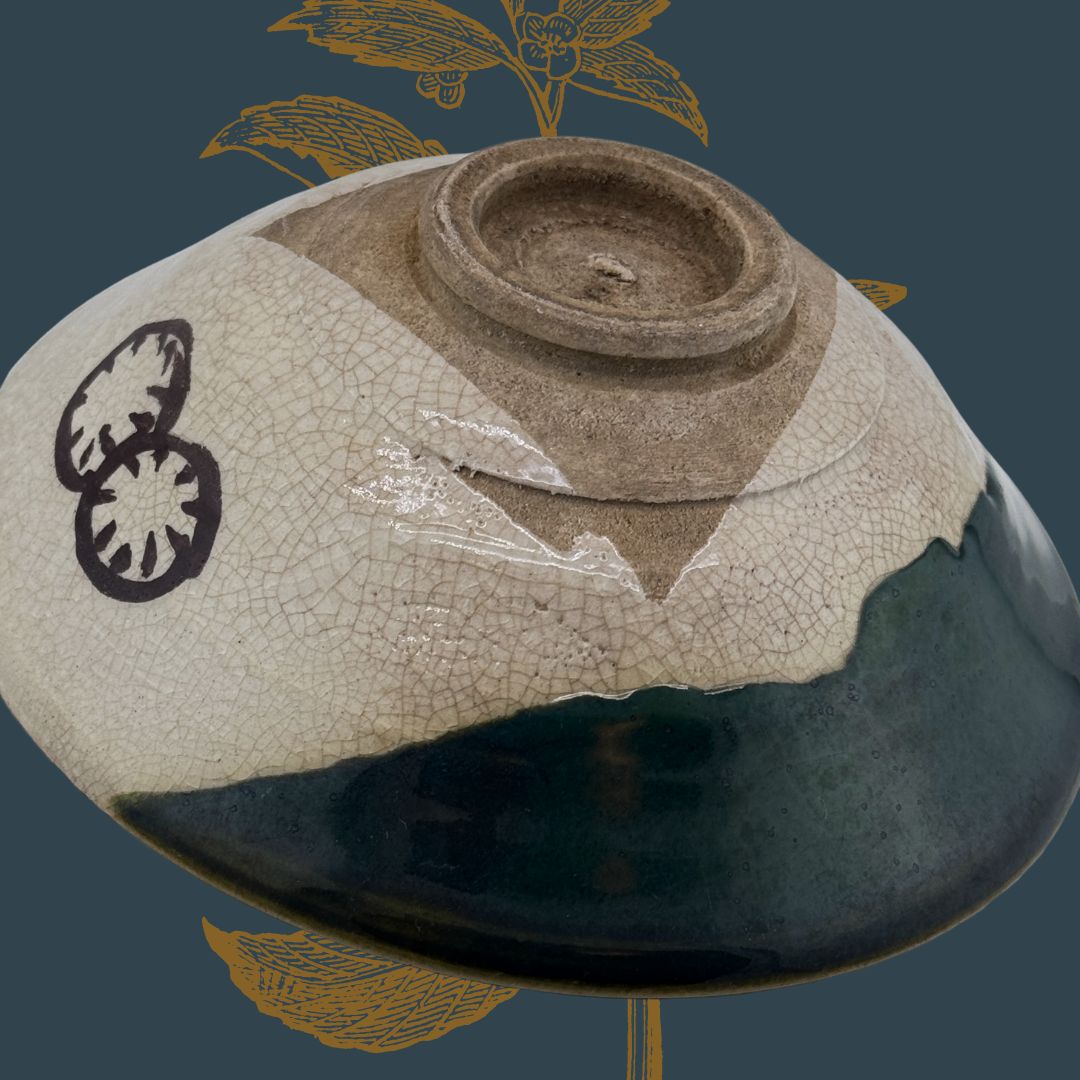 Ao-Oribe Teeschale 美濃焼 – handgefertigte Matcha Schale aus Japan