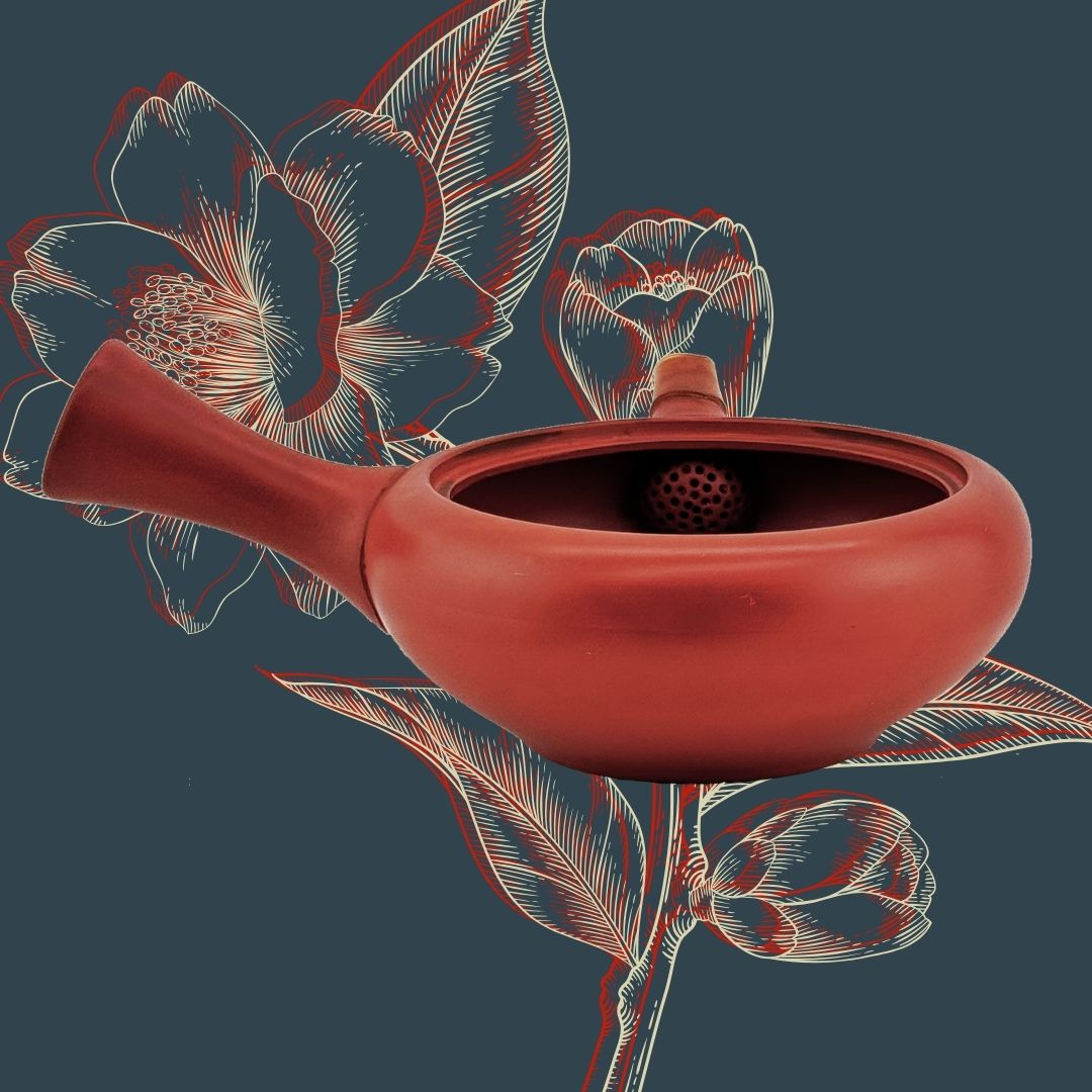 Japanische Shudei Kyūsu – signierte Seitengriff-Teekanne aus Rotton