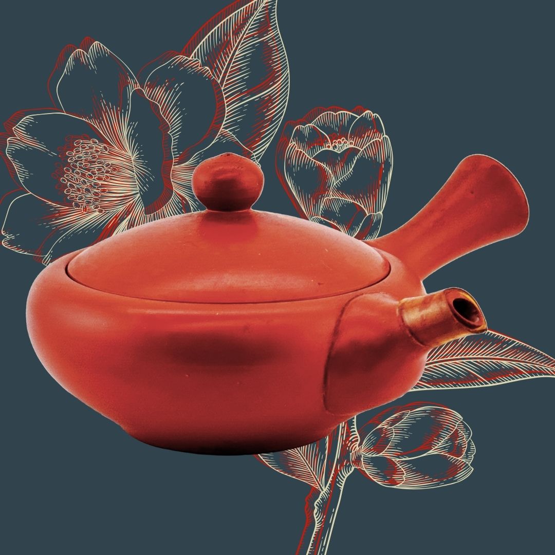 Japanische Shudei Kyūsu – signierte Seitengriff-Teekanne aus Rotton