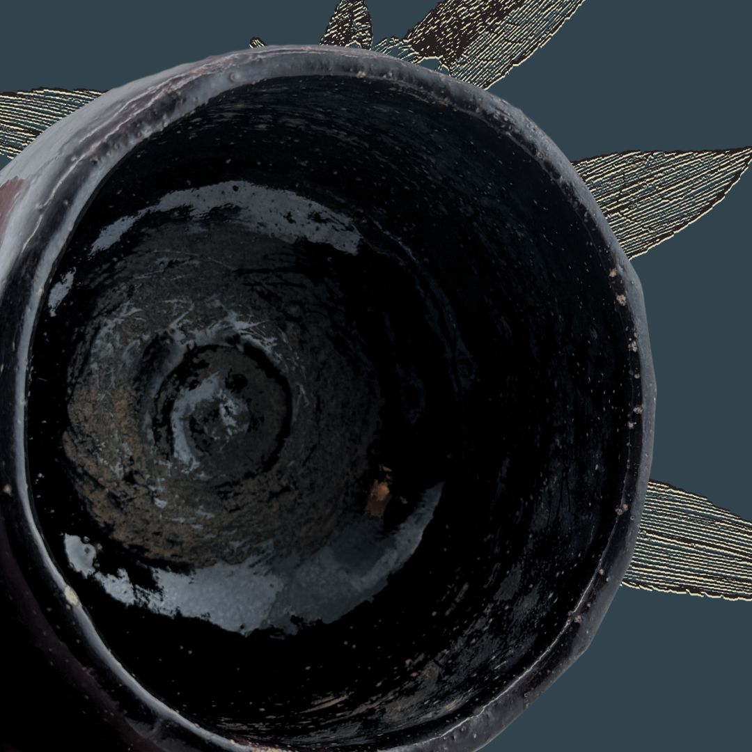 Schwarze Raku Matcha Schale – handgefertigte 黒楽茶碗 aus Japan