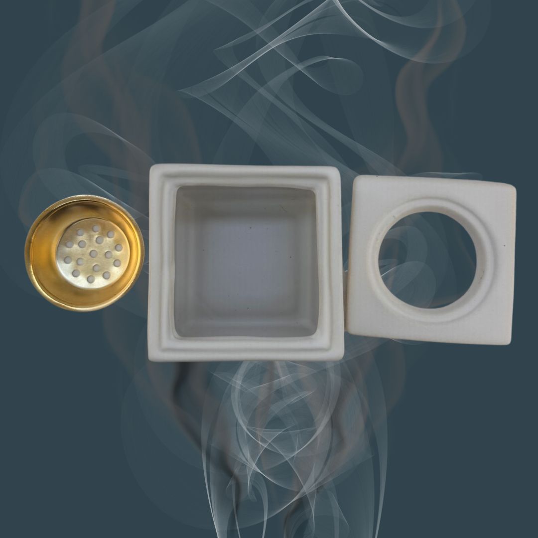 Weihrauchbrenner Räucherstövchen aus Keramik mit Metalleinsatz