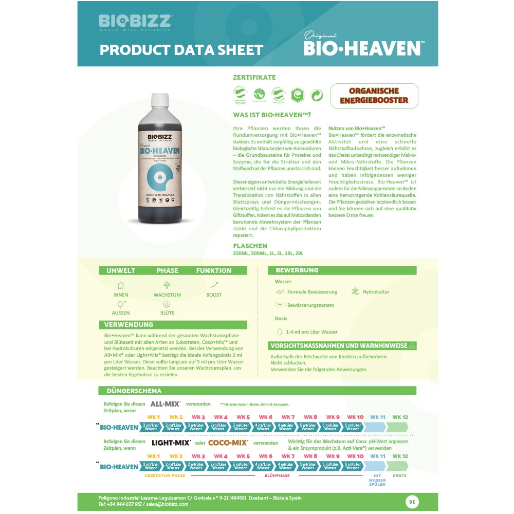 Produktinformation Biobizz Heaven