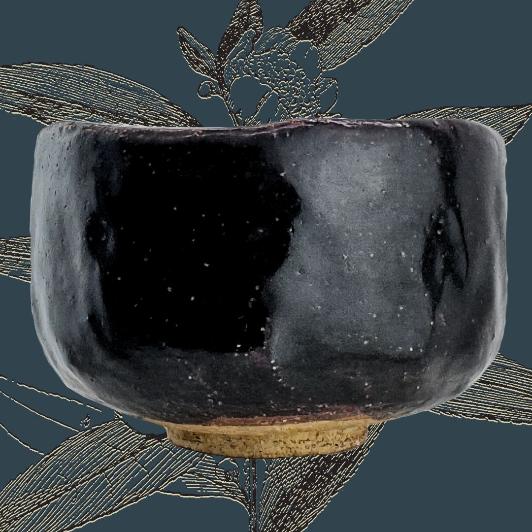 Schwarze Raku Matcha Schale – handgefertigte 黒楽茶碗 aus Japan