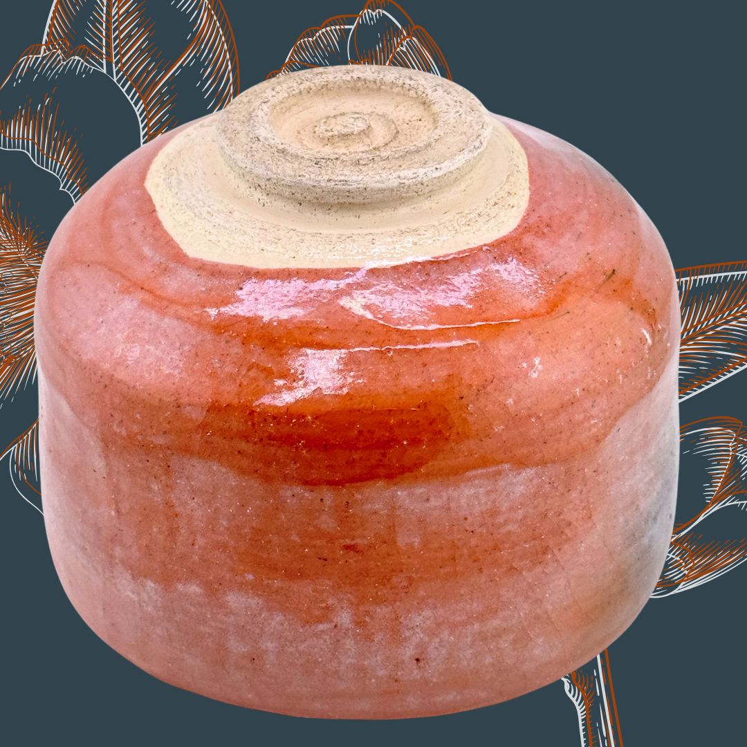 Aka-raku inspirierte Matcha-Schale – japanische 茶碗 in Orangerot & Grau