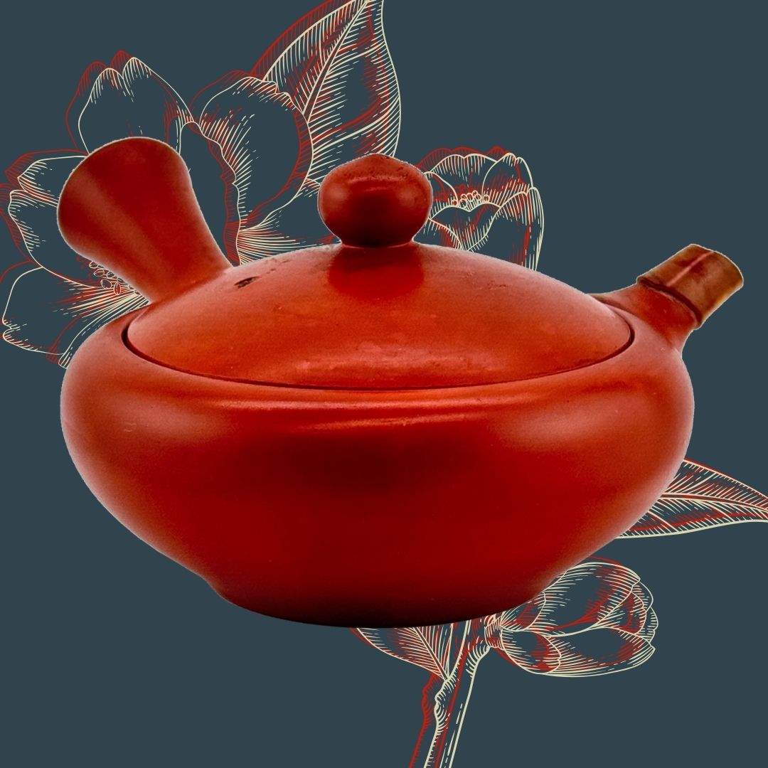 Japanische Shudei Kyūsu – signierte Seitengriff-Teekanne aus Rotton