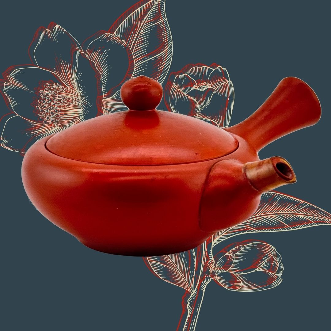 Japanische Shudei Kyūsu – signierte Seitengriff-Teekanne aus Rotton