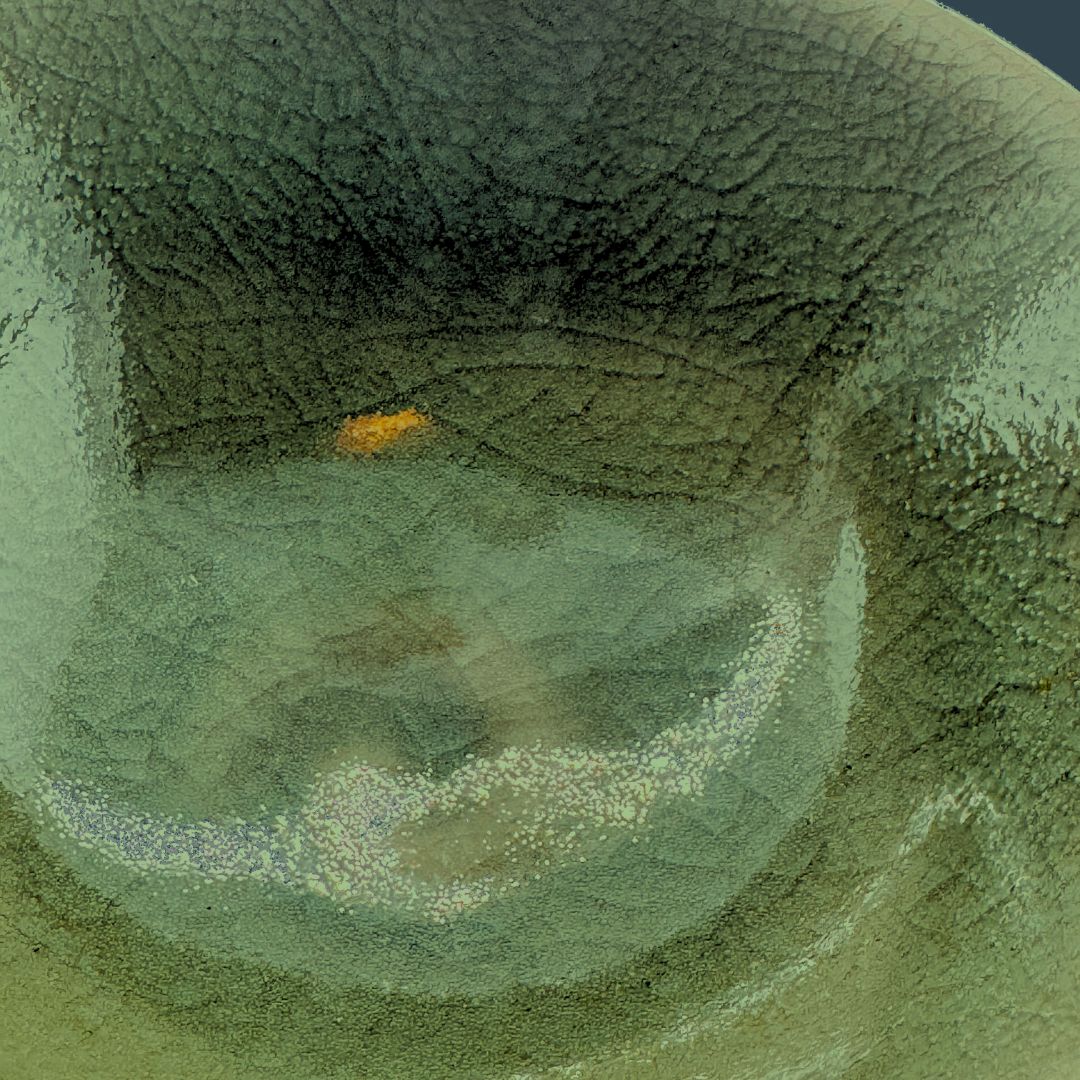 Seiji Matcha Schale in Moosgrün – Japanische Chawan mit Signatur