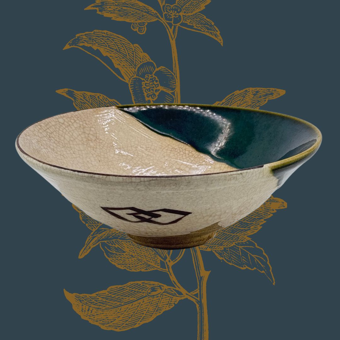 Ao-Oribe Teeschale 美濃焼 – handgefertigte Matcha Schale aus Japan
