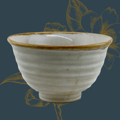 Japanische Matcha-Schale in heller Mino-Yaki Ästhetik (美濃焼) – Ansicht 1
