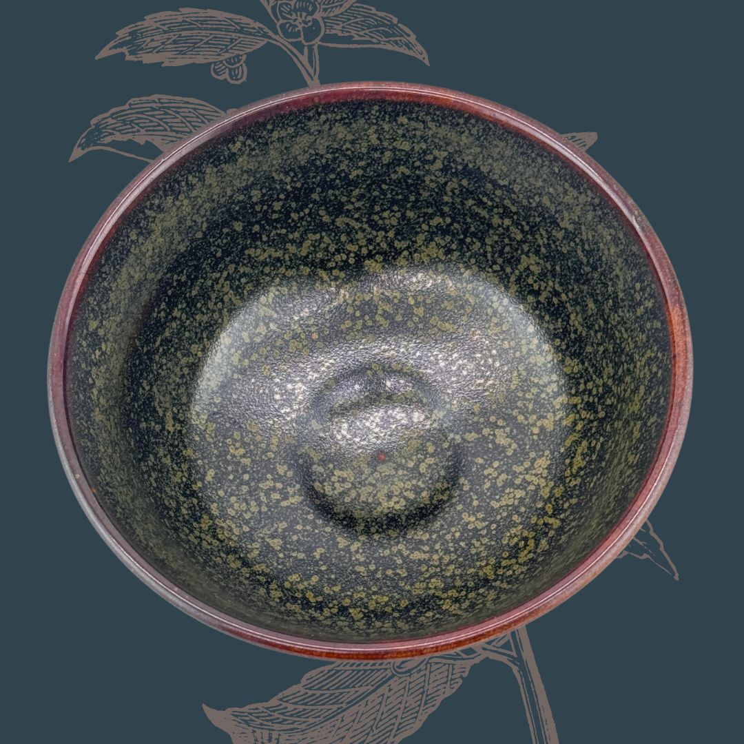 Matcha Schale Tenmoku Hira Chawan signiert