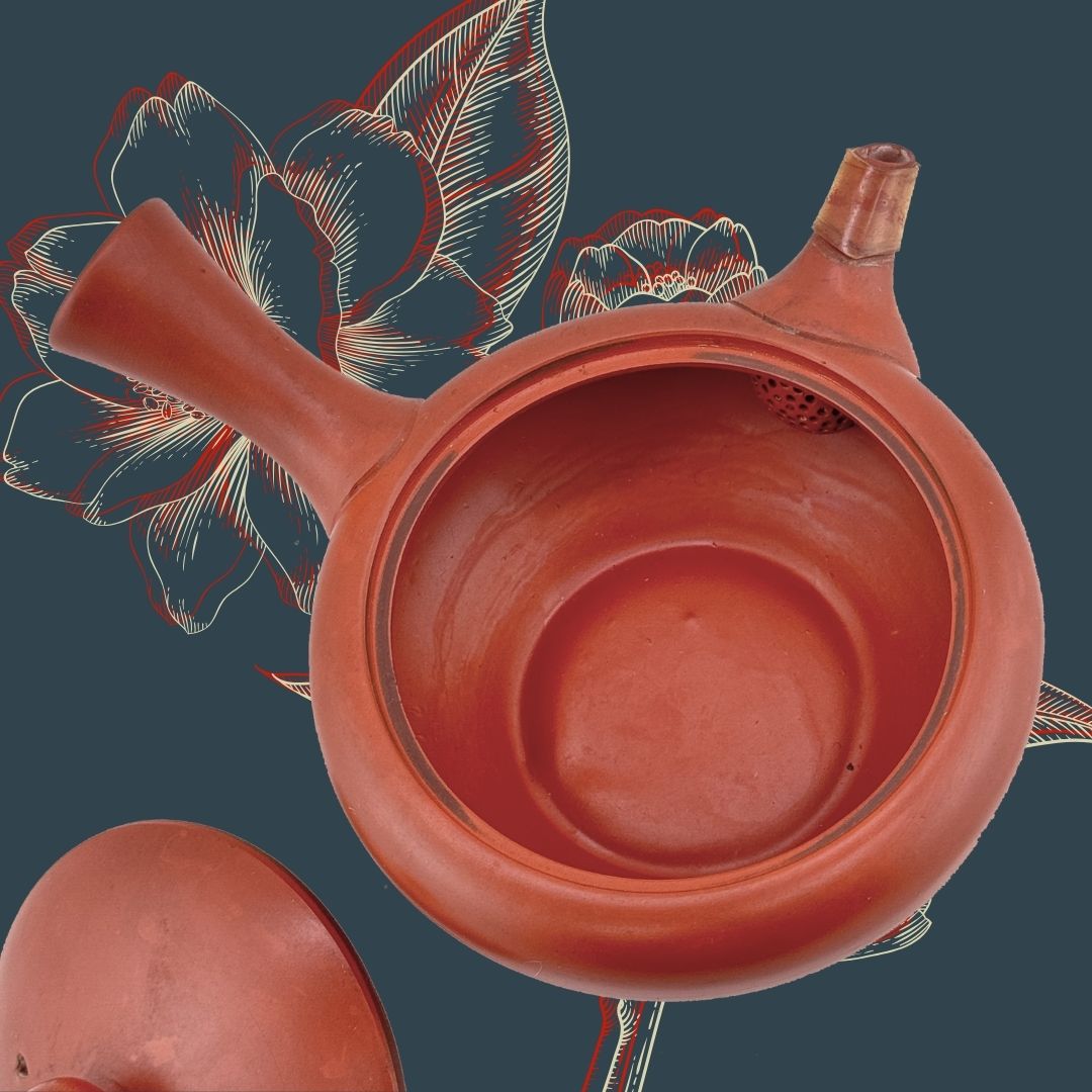 Japanische Shudei Kyūsu – signierte Seitengriff-Teekanne aus Rotton