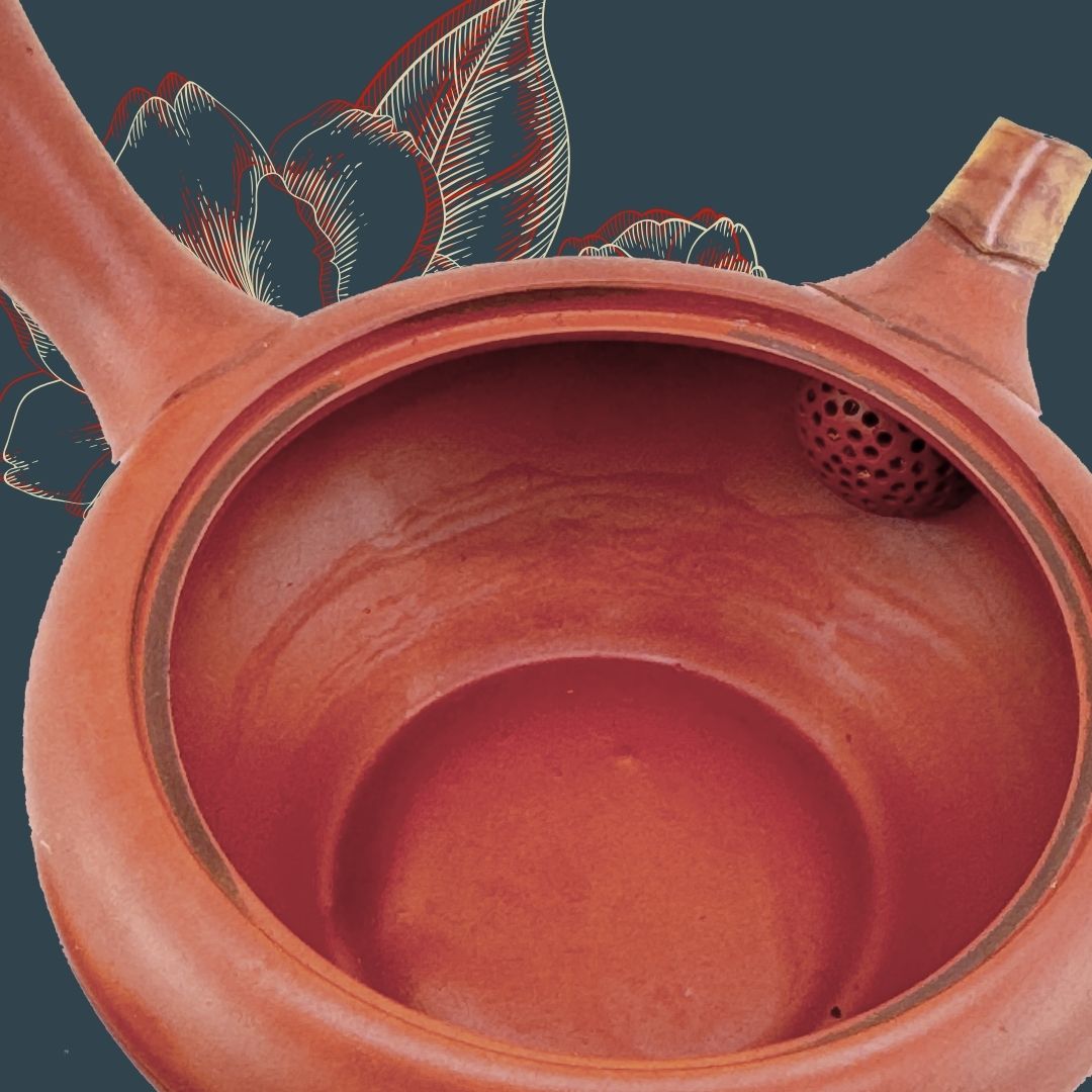 Japanische Shudei Kyūsu – signierte Seitengriff-Teekanne aus Rotton