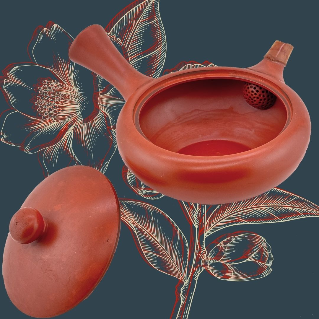 Japanische Shudei Kyūsu – signierte Seitengriff-Teekanne aus Rotton