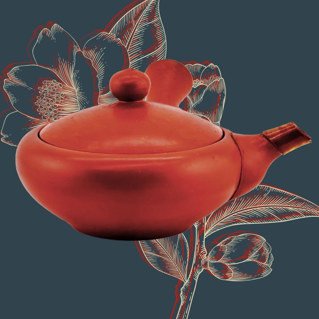 Japanische Shudei Kyūsu – signierte Seitengriff-Teekanne aus Rotton