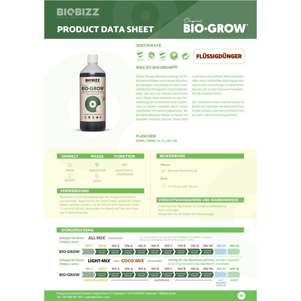 BIOBIZZ Grow handcrafted 250ml