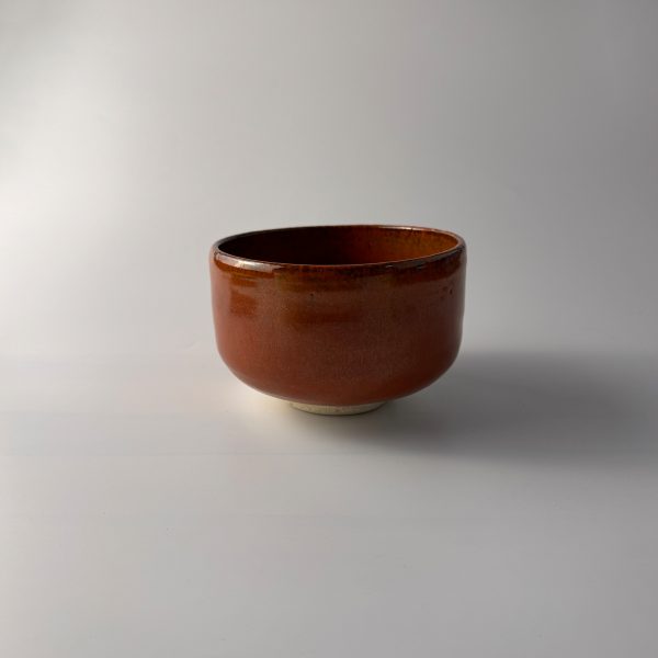 Orig. Japanische Matcha Teeschale - Han tsutsu-gata aka-raku into the red