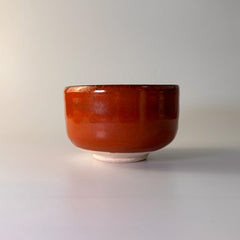 Original Japanische Matcha Schale – Aka-Raku „Into the Red“ (Han tsutsu-gata) – Ansicht 1